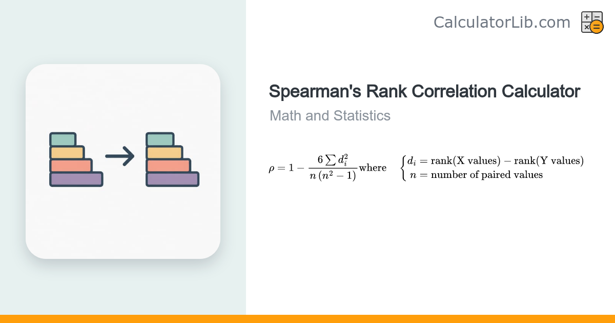 Spearman's Rank Correlation Calculator - CalculatorLib