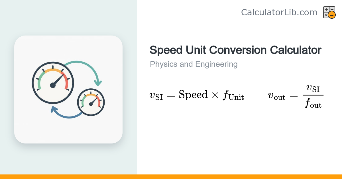 Speed Unit Conversion Calculator (m/s, km/h, mph, knots) - CalculatorLib