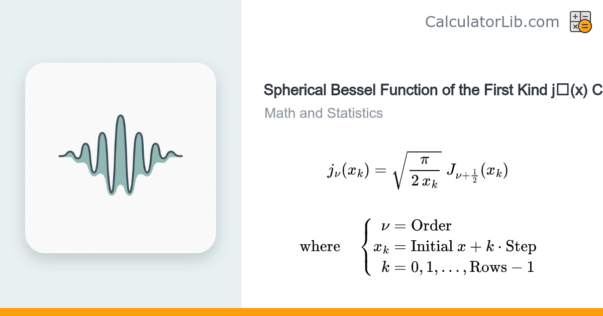Spherical Bessel Function of the First Kind Calculator - CalculatorLib