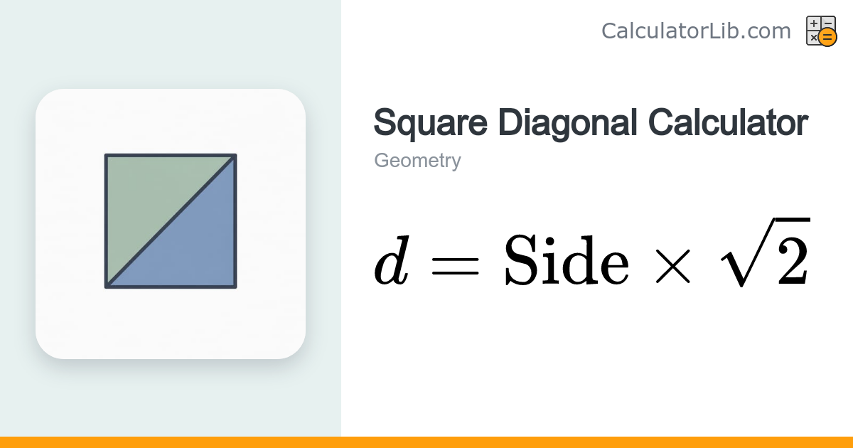Square Diagonal Calculator – Find Diagonal from Side Length - CalculatorLib