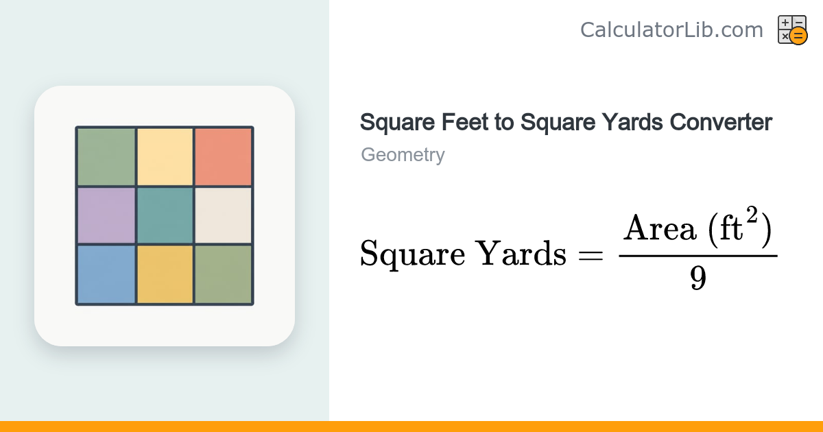 Square Feet to Square Yards Converter - CalculatorLib