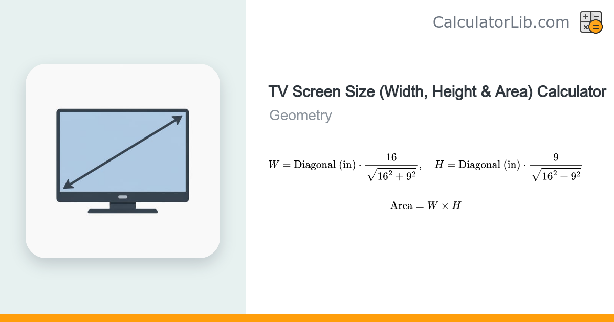 TV Screen Size (Width, Height & Area) Calculator - CalculatorLib