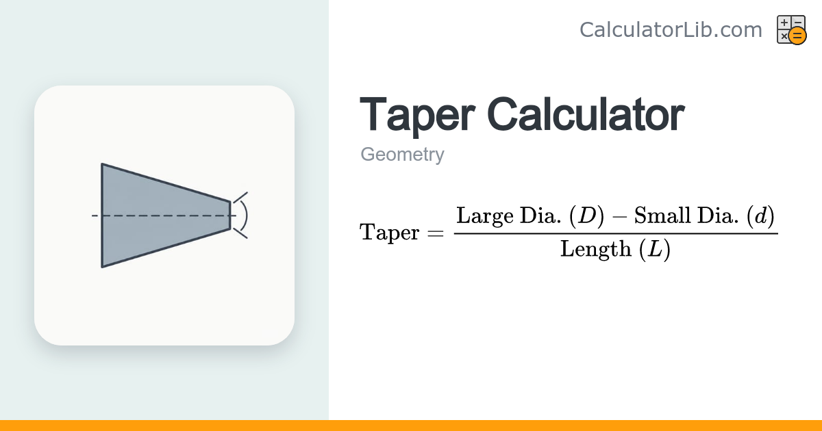 Taper Calculator — Taper per Unit & Angle - CalculatorLib