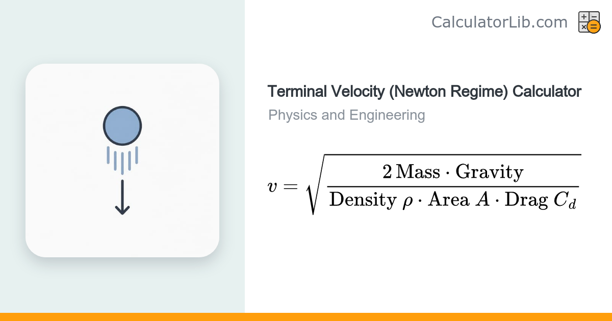 Terminal Velocity Calculator | v = √(2mg/(ρACd)) - CalculatorLib
