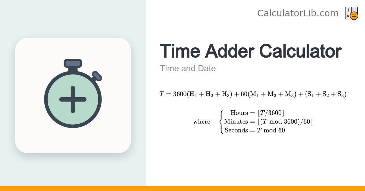 Time Adder Calculator — Add Hours, Minutes, Seconds - CalculatorLib