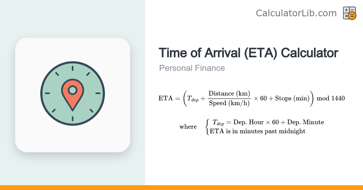 ETA Calculator – Time of Arrival from Distance & Speed - CalculatorLib