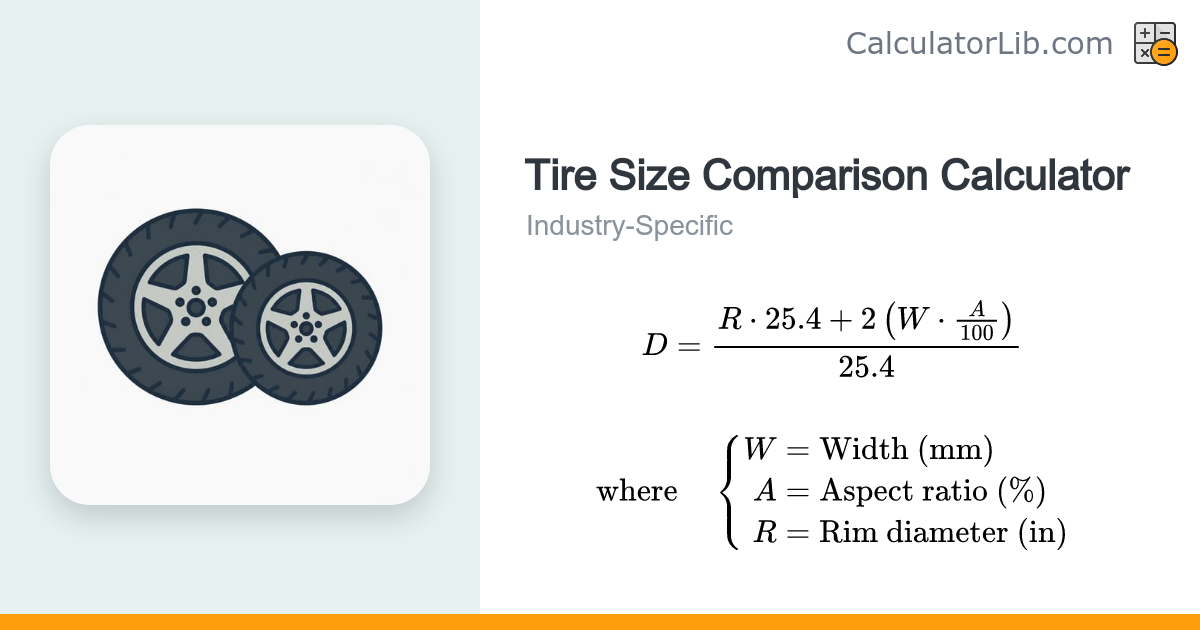Tire Size Comparison Calculator (Diameter & Speedo) - CalculatorLib