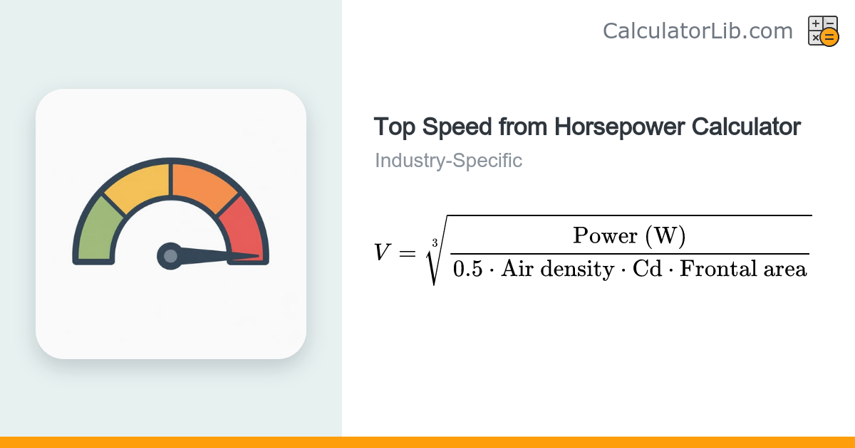 Top Speed from Horsepower Calculator (Drag-Limited) - CalculatorLib