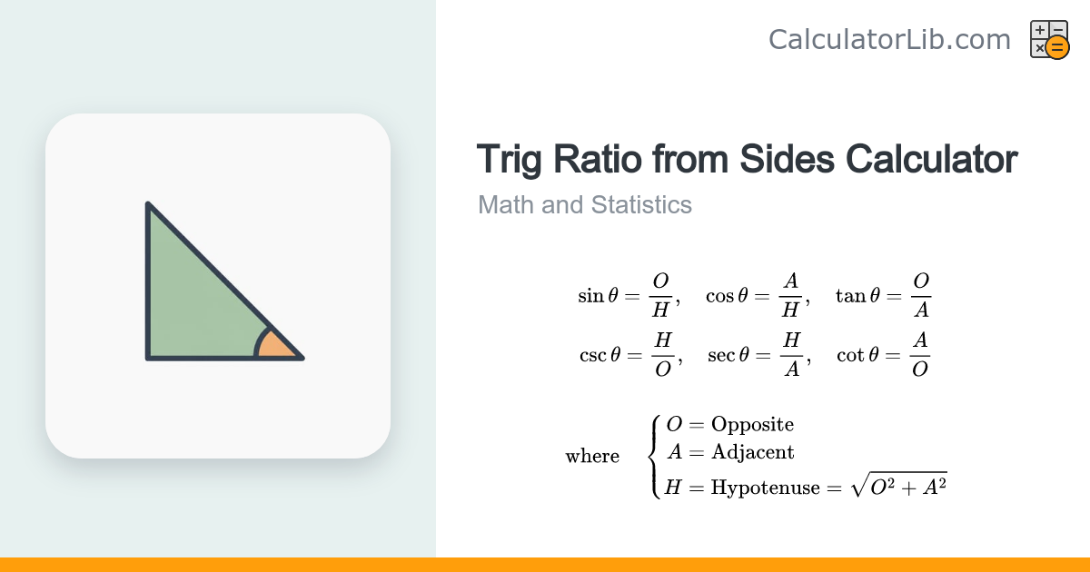 Trig Ratio from Sides Calculator — sin cos tan csc sec cot - CalculatorLib