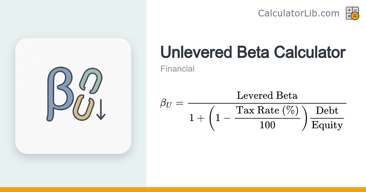 Unlevered Beta Calculator | Asset Beta from Levered Beta - CalculatorLib