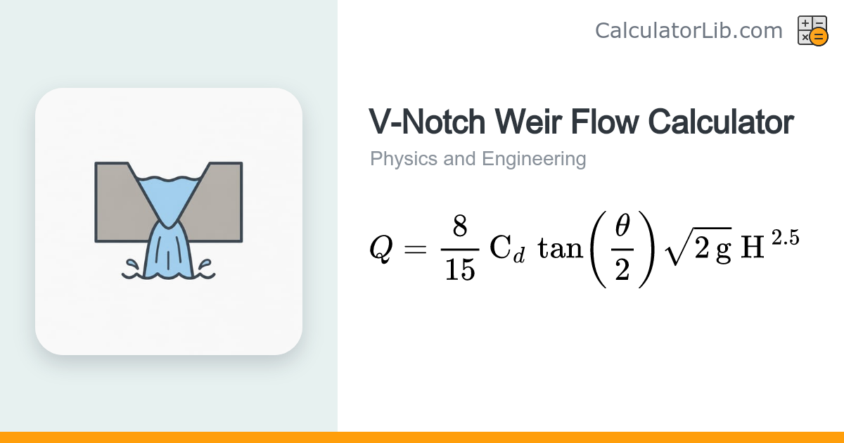 V-Notch Weir Flow Calculator | Triangular Weir Discharge - CalculatorLib