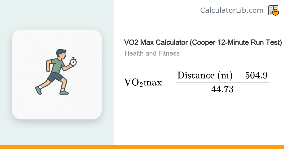 VO2 Max Calculator (Cooper 12-Minute Run Test) - CalculatorLib