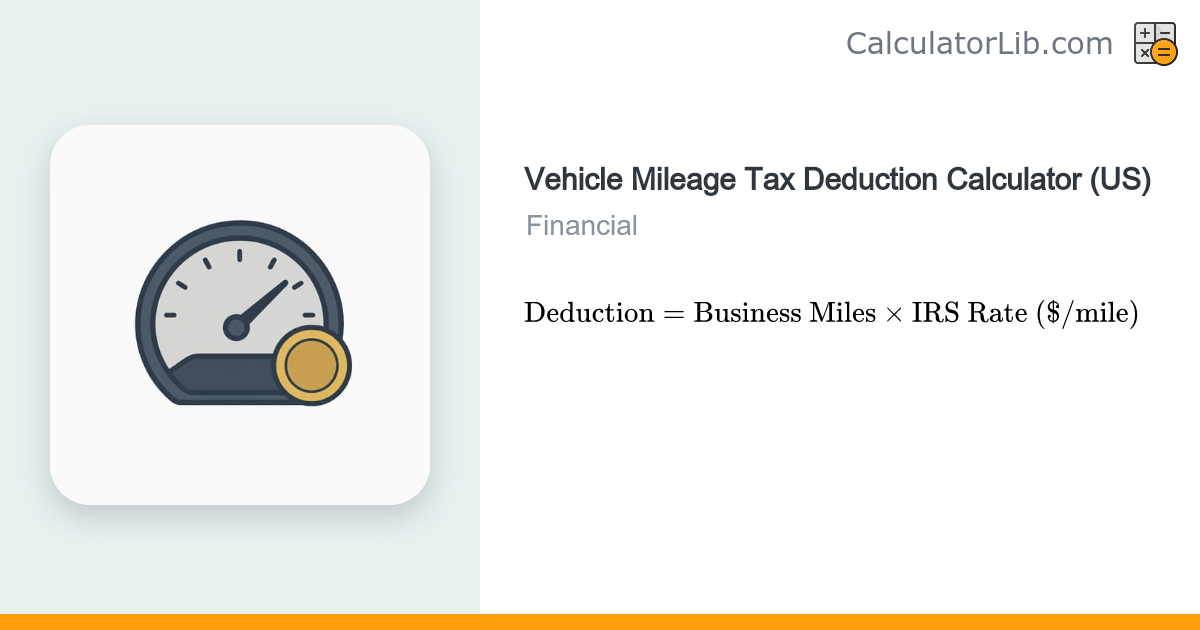 Vehicle Mileage Tax Deduction Calculator (IRS Standard Rate ...