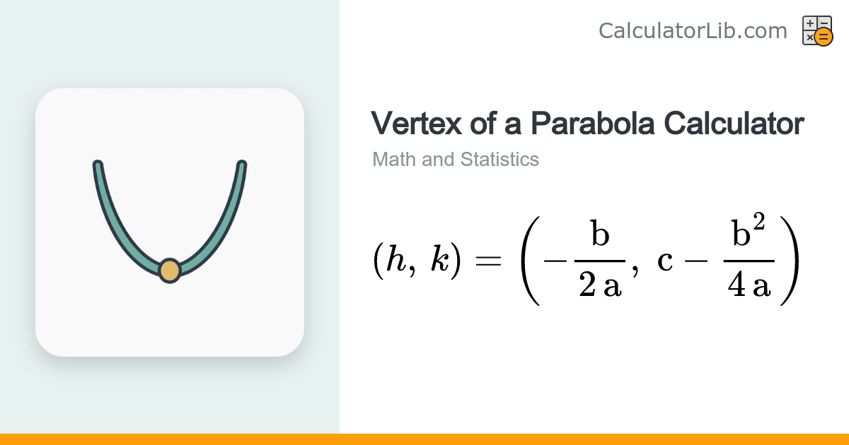 Vertex of a Parabola Calculator | Find (h, k) - CalculatorLib