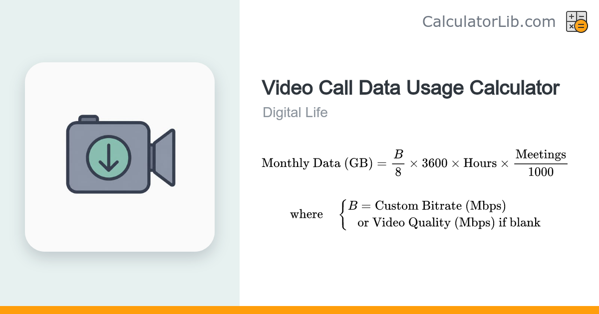 Video Call Data Usage Calculator (Zoom, Teams) - CalculatorLib
