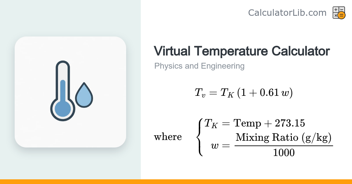 Virtual Temperature Calculator | Tv from T & Mixing Ratio - CalculatorLib