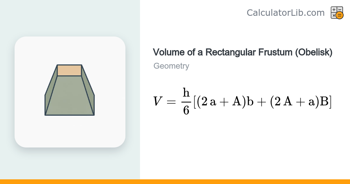 Volume of a Rectangular Frustum (Obelisk) Calculator - CalculatorLib