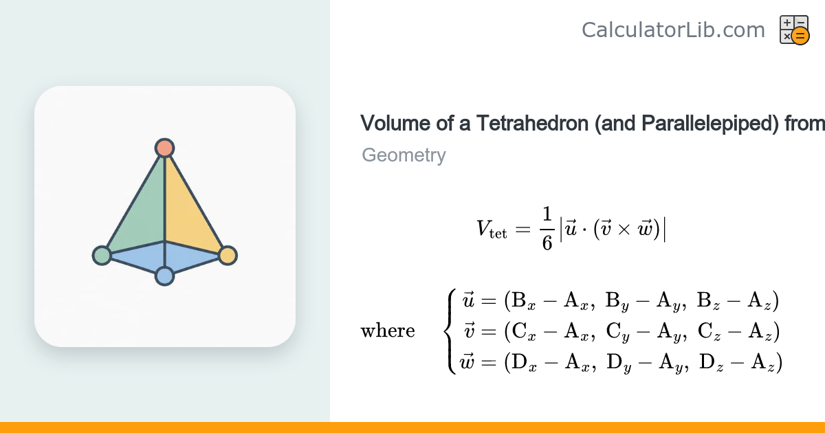 Tetrahedron & Parallelepiped Volume from 4 Points Calculator ...
