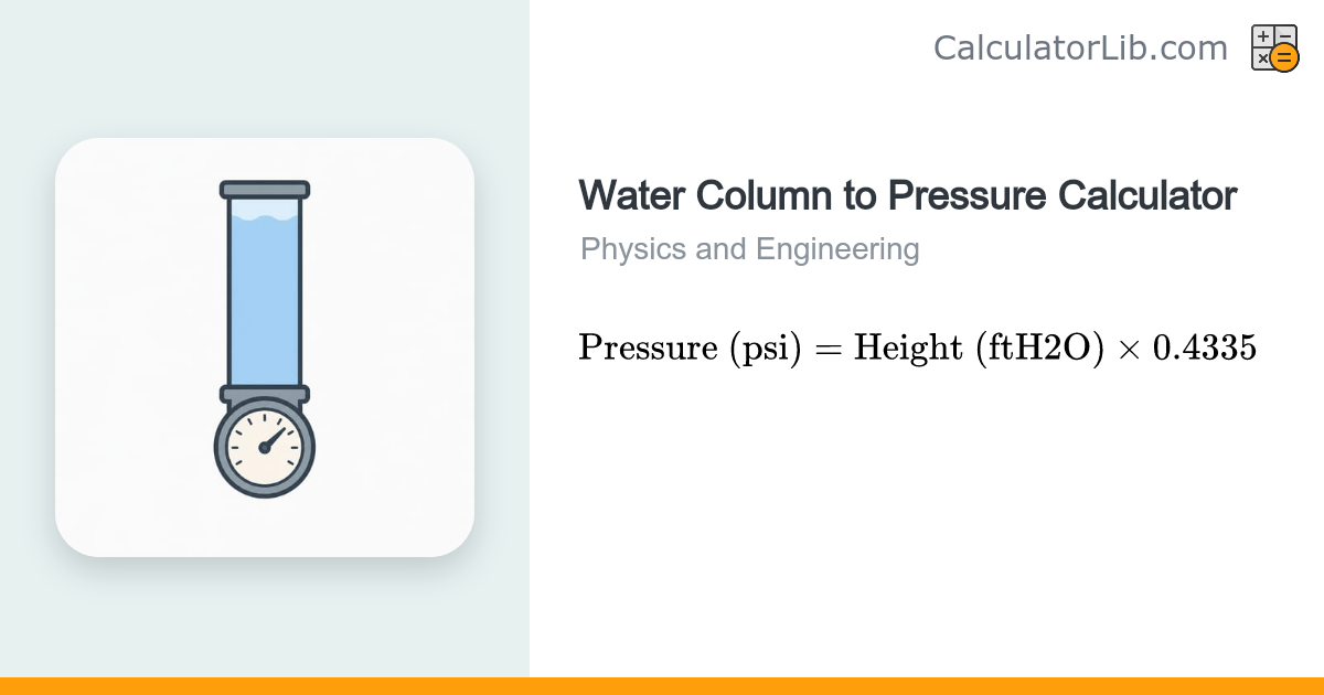 Water Column to Pressure Calculator | inH2O & ftH2O to PSI - CalculatorLib