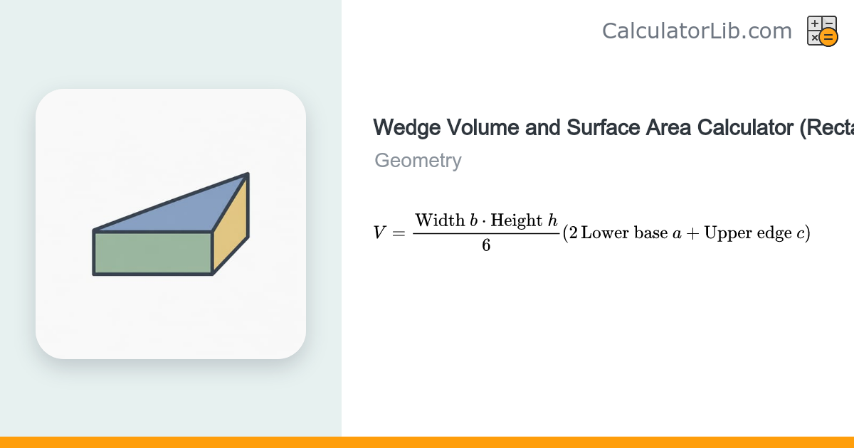 Wedge Volume & Surface Area Calculator (Rectangular Base) - CalculatorLib