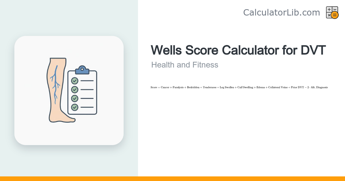 Wells Score Calculator for DVT | Risk Stratification - CalculatorLib