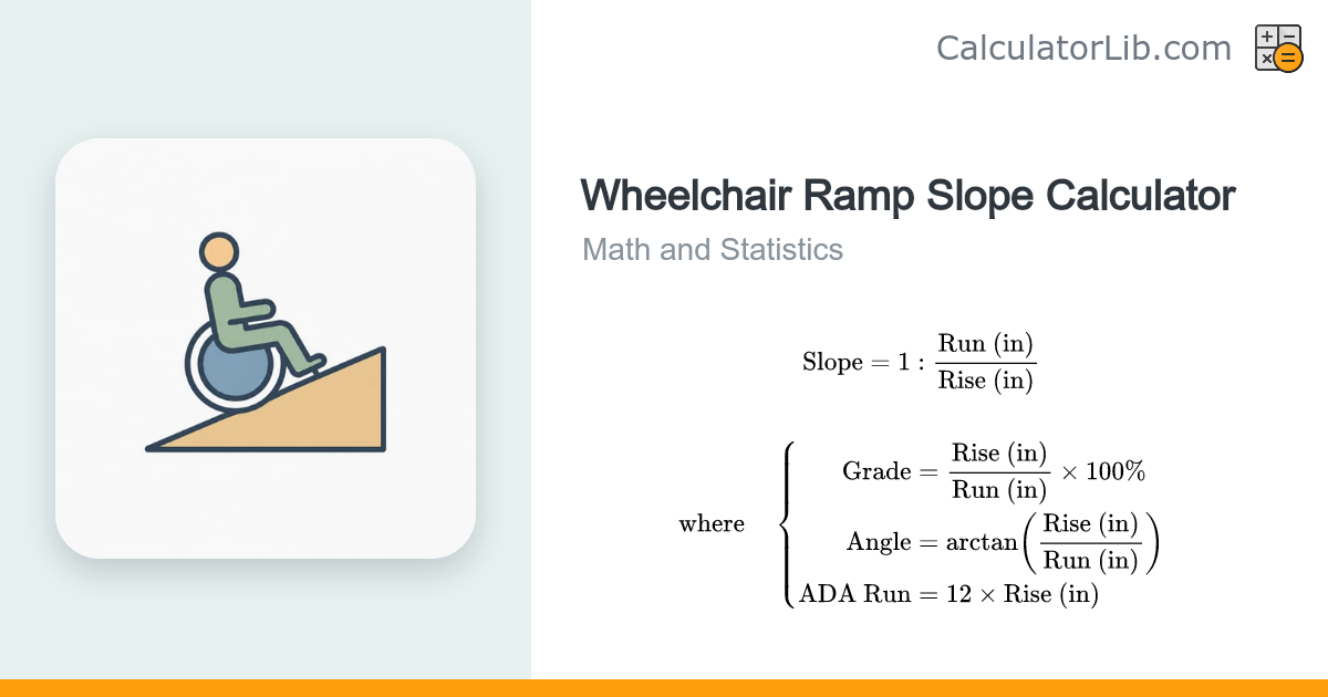Wheelchair Ramp Slope Calculator (ADA 1:12) - CalculatorLib