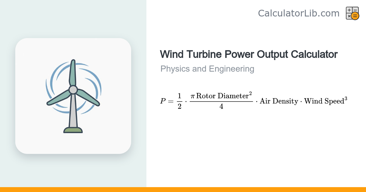 Wind Turbine Power Output Calculator (Watts, kW, PS) - CalculatorLib