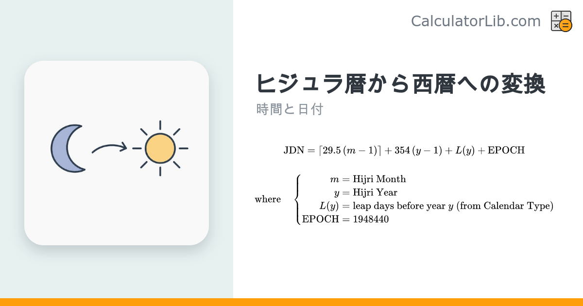 ヒジュラ暦から西暦変換 - イスラム暦の日付計算ツール - CalculatorLib