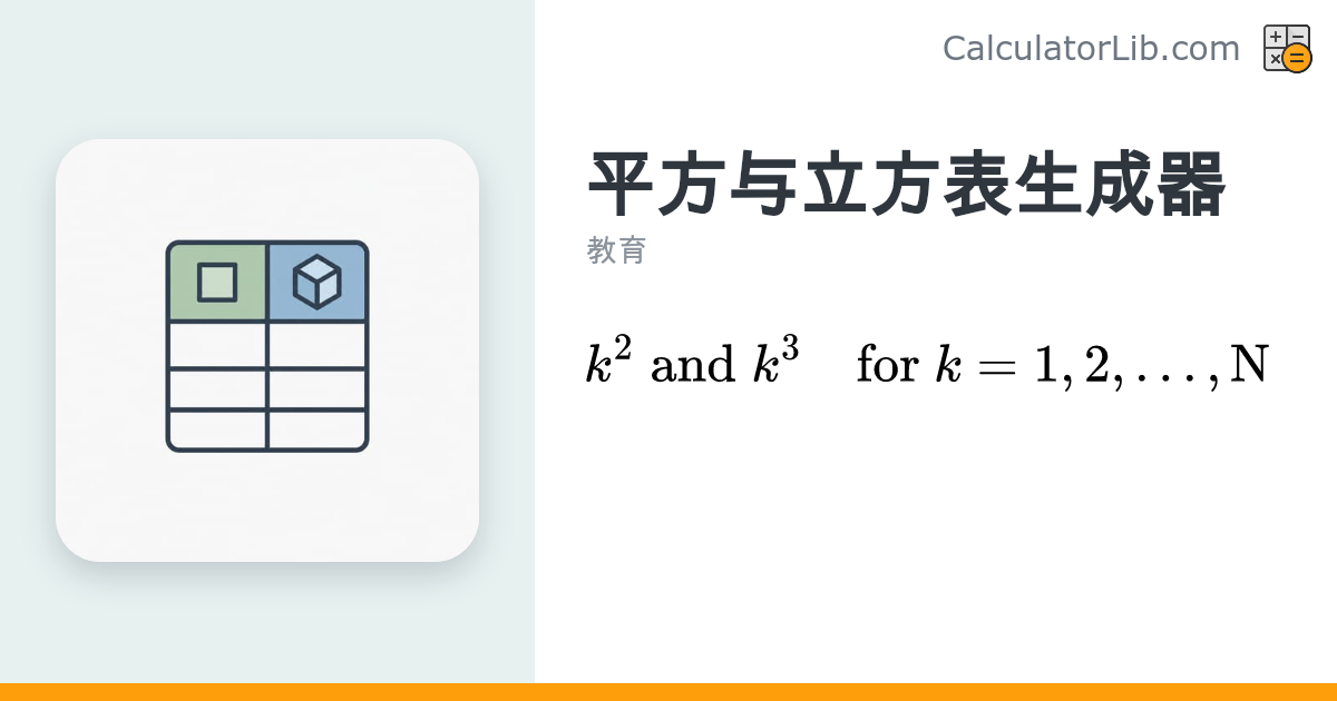 平方与立方表生成器（1到N）| 在线速查工具 - CalculatorLib